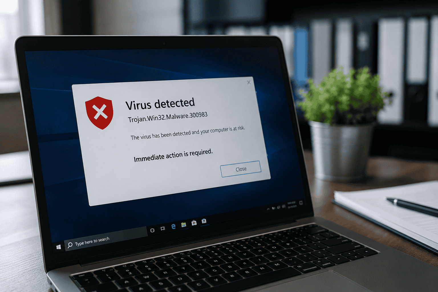 Computer with Virus detected